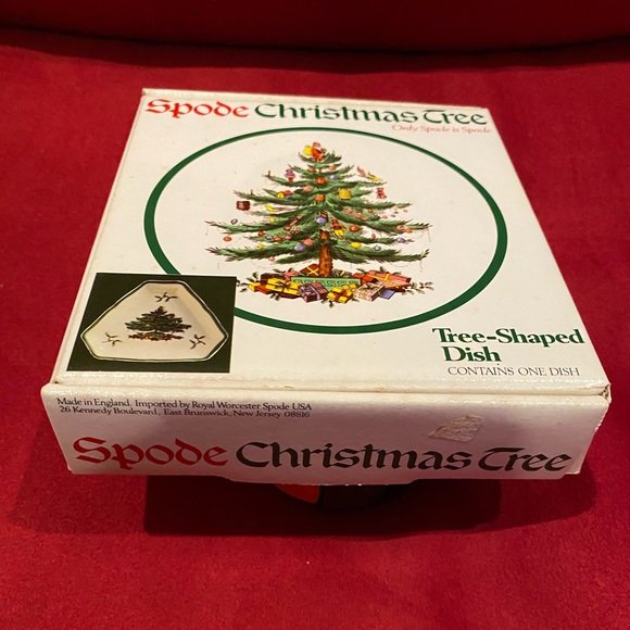 NIB vintage Spode Christmas Tree Tree-Shaped Dish in original box - Picture 5 of 5